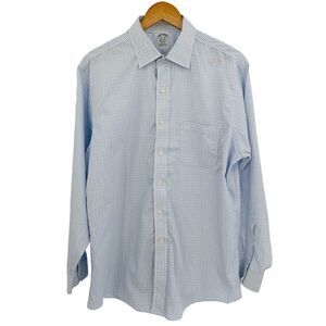 Brooks Brothers classic non-iron blue plaid supima cotton dress shirt size 16.5